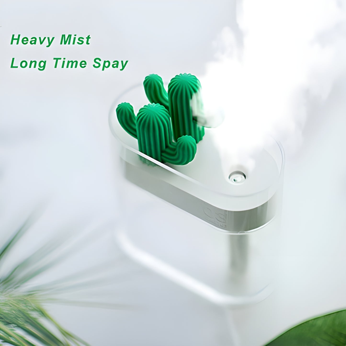 160ML Ultrasonic Air Humidifier & Aroma Diffuser – USB Essential Oil Diffuser, Clear Cactus Design, Car Purifier, Anion Mist Maker