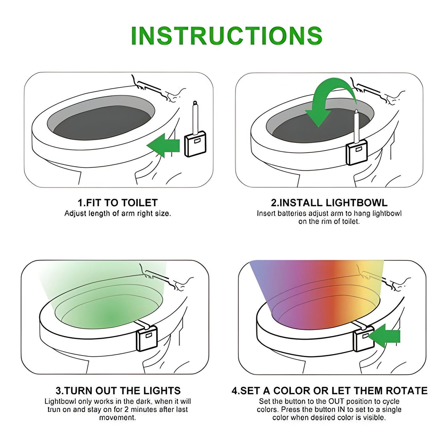Motion Activated Toilet Night Light with Multiple Color Options – Easy-to-Install LED Bathroom Light