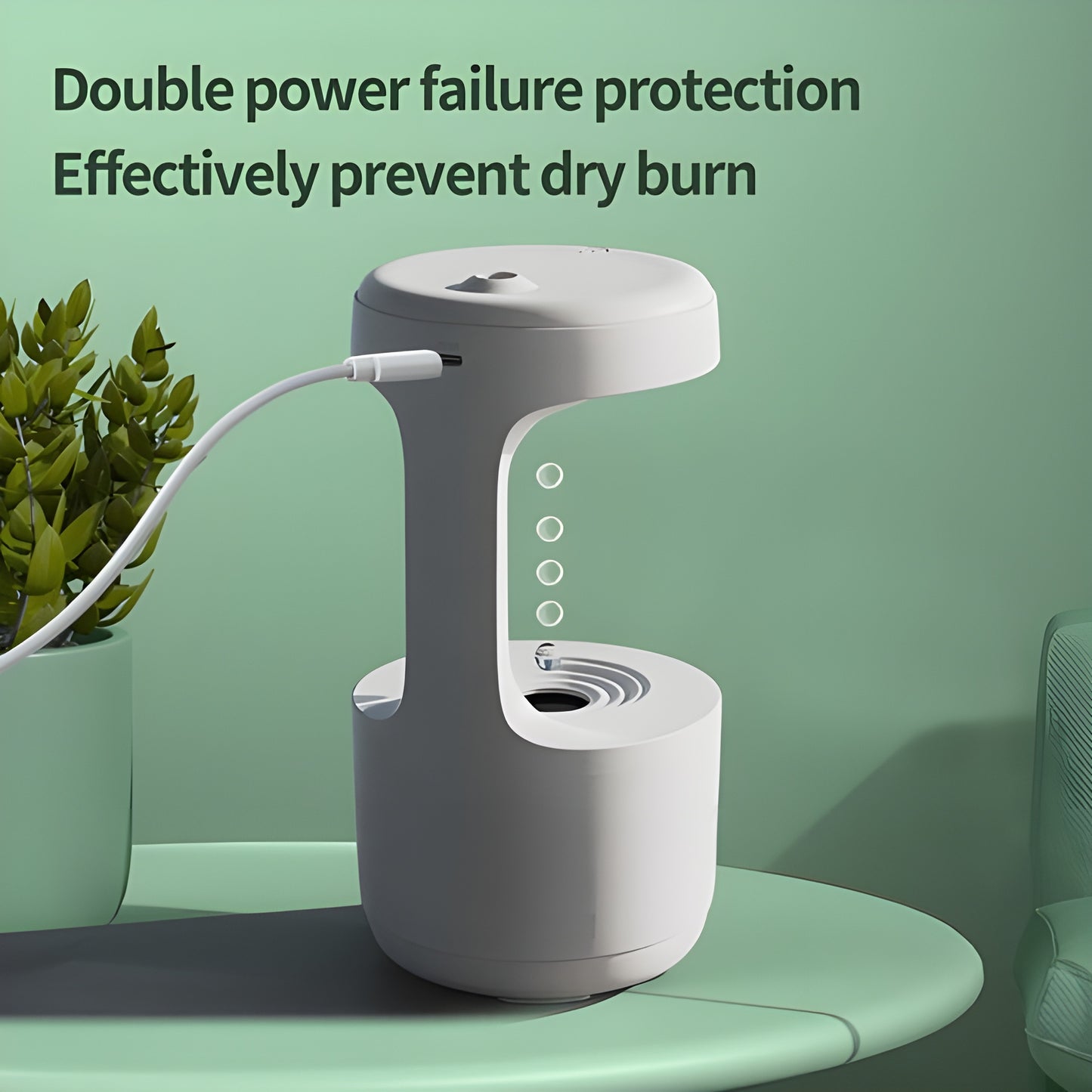 800ml LED Water Drop Anti-Gravity Humidifier & Diffuser with Clock Display | USB Powered