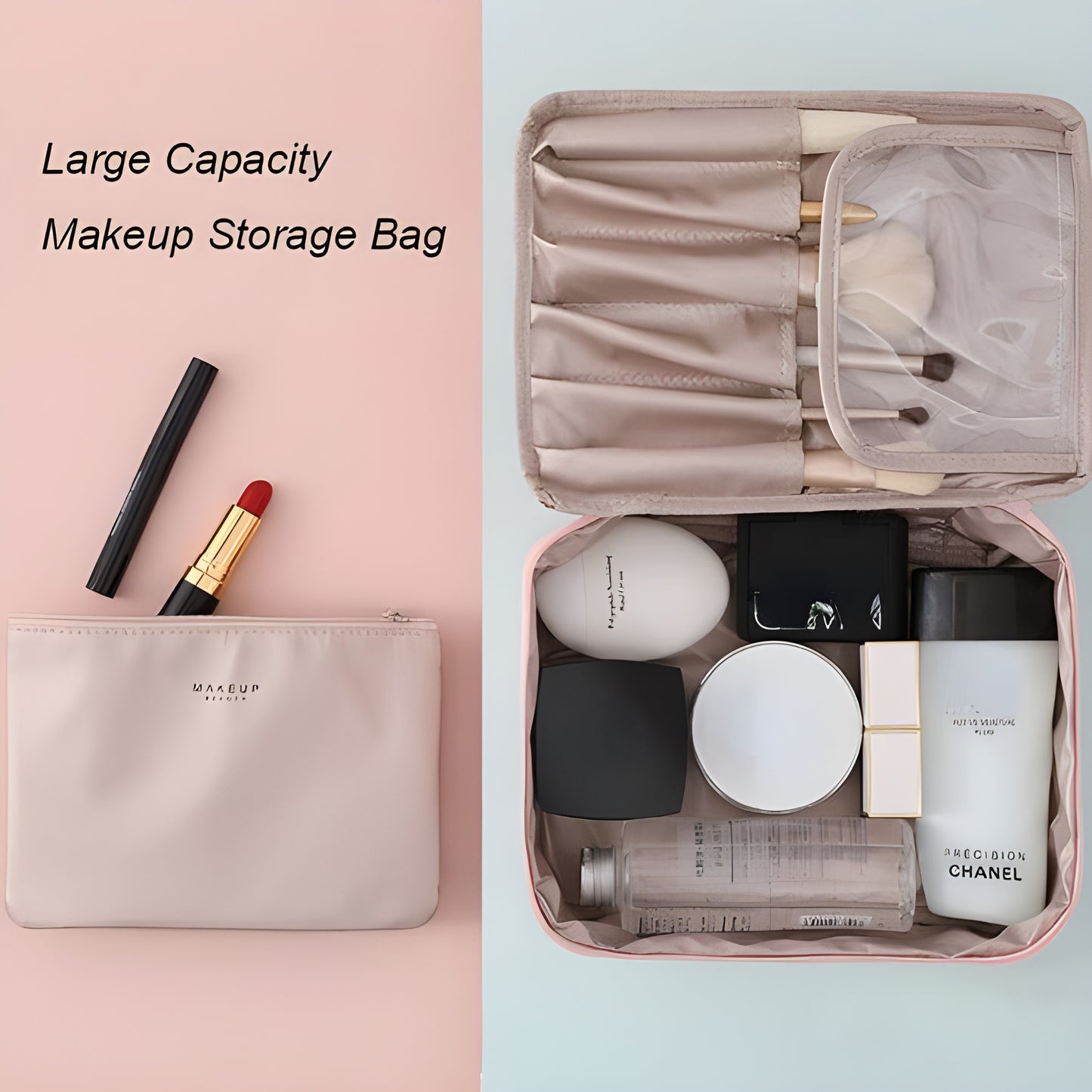Large Capacity Nylon Makeup Bag – Stylish, Travel-Ready Organizer for Beauty Essentials