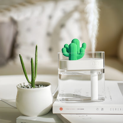 160ML Ultrasonic Air Humidifier & Aroma Diffuser – USB Essential Oil Diffuser,  Clear Cactus Design, Car Purifier, Anion Mist Maker