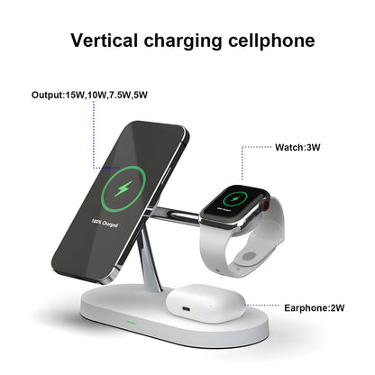 3-in-1 Wireless Magsafe Charger Stand for iPhone, Apple Watch & AirPods Pro – Fast & Efficient Charging Station