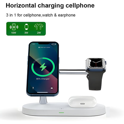 3-in-1 Wireless Magsafe Charger Stand for iPhone, Apple Watch & AirPods Pro – Fast & Efficient Charging Station