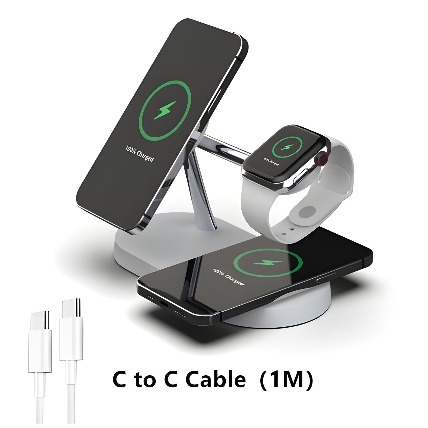 3-in-1 Wireless Magsafe Charger Stand for iPhone, Apple Watch & AirPods Pro – Fast & Efficient Charging Station