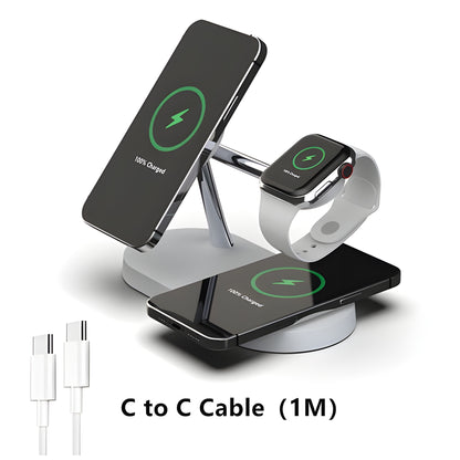 3-in-1 Wireless Magsafe Charger Stand for iPhone, Apple Watch & AirPods Pro – Fast & Efficient Charging Station