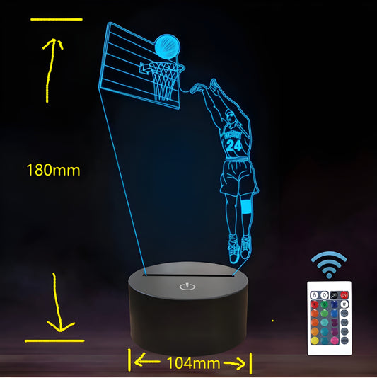 Basketball 3D LED Night Lamp – 16 Colors with Remote | Sports Decor Gift