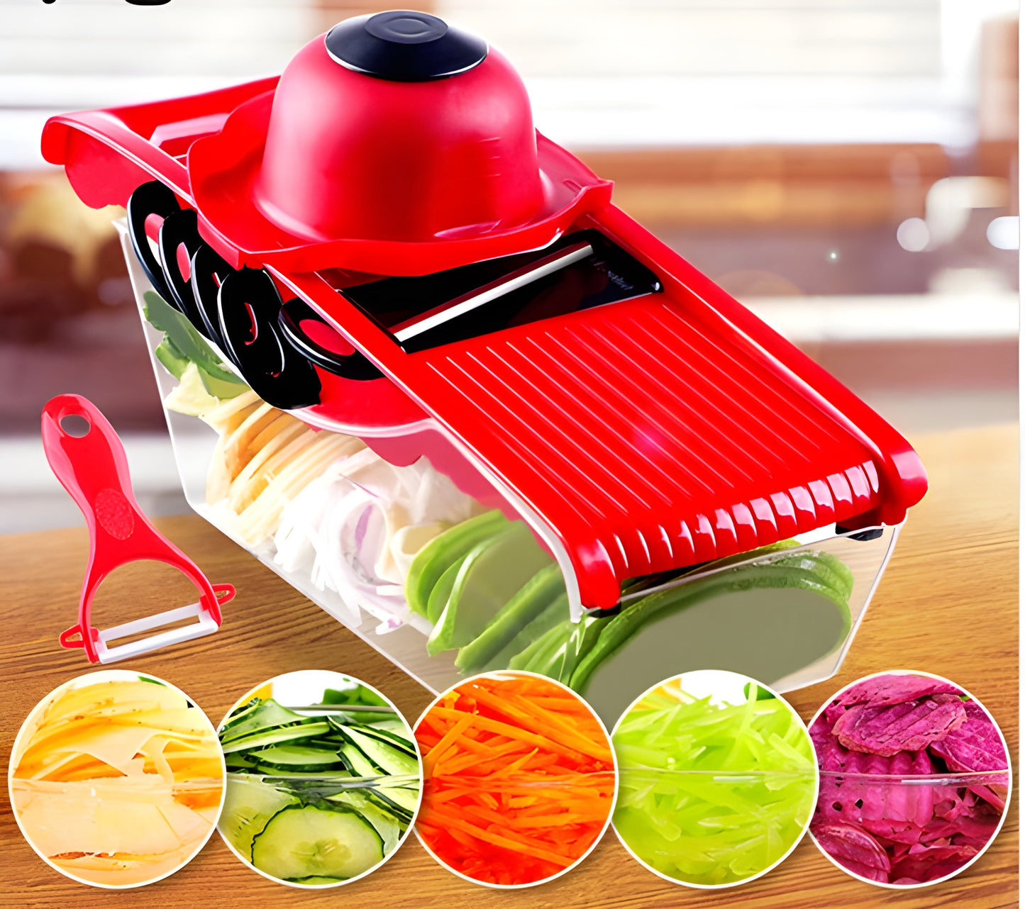 Multifunction Kitchen Slicer – 6 Blade Vegetable Cutter with Storage Container