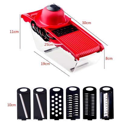Multifunction Kitchen Slicer – 6 Blade Vegetable Cutter with Storage Container