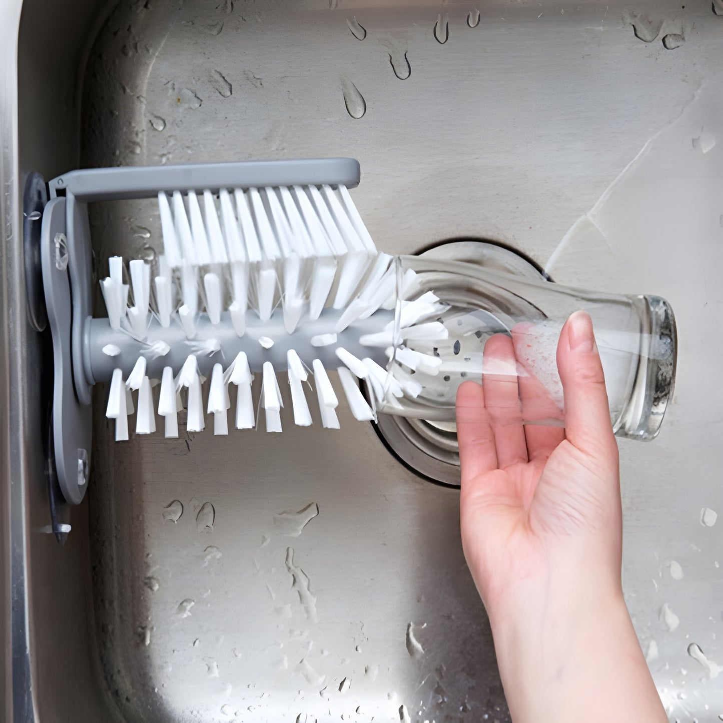 3-Head Kitchen Bottle Brush – Multi-Angle Cleaner for Bottles, Glasses & Baby Items