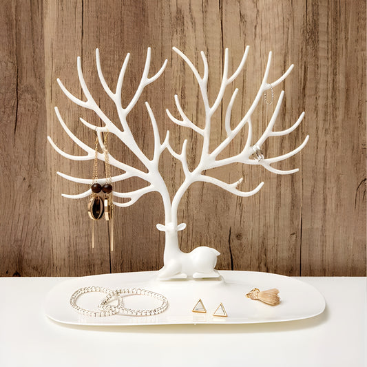 Deer Jewelry Holder – Elegant Gold-Plated Stainless Steel Organizer for Necklaces & Bracelets