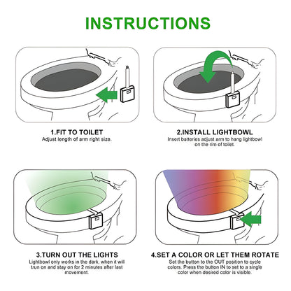 Motion Activated Toilet Night Light with Multiple Color Options – Easy-to-Install LED Bathroom Light