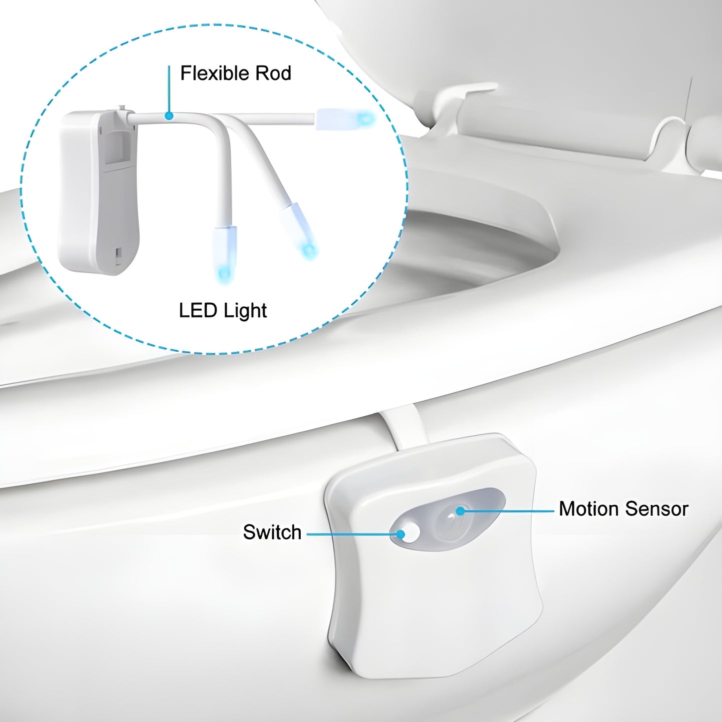 Motion Activated Toilet Night Light with Multiple Color Options – Easy-to-Install LED Bathroom Light