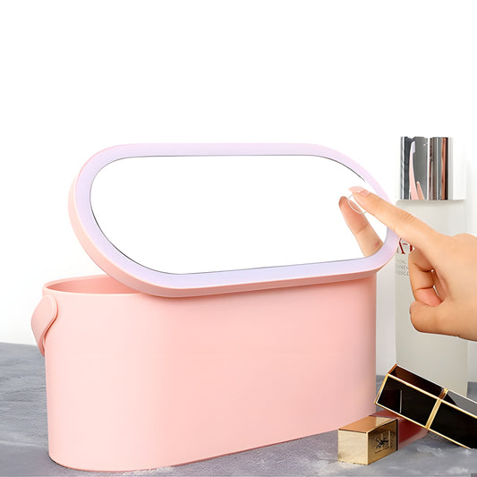 Portable LED Makeup Organizer Box – Lighted & Travel-Ready for On-the-Go Beauty