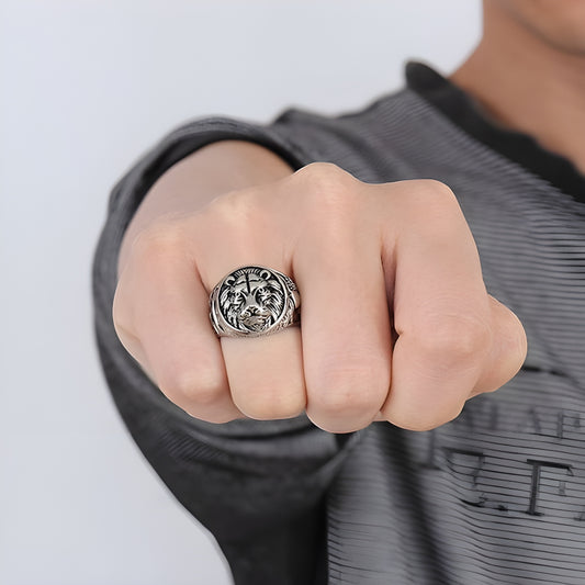 Vintage Lion Head Ring for Men – Stainless Steel Biker, Gothic, & Punk Rock Style Ring
