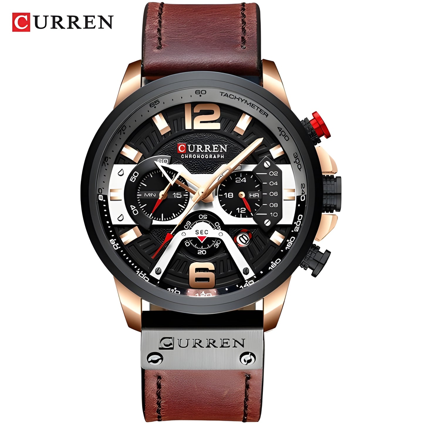 Military Leather Chronograph Wristwatch – Durable & Stylish, 30M Water-Resistant for Men