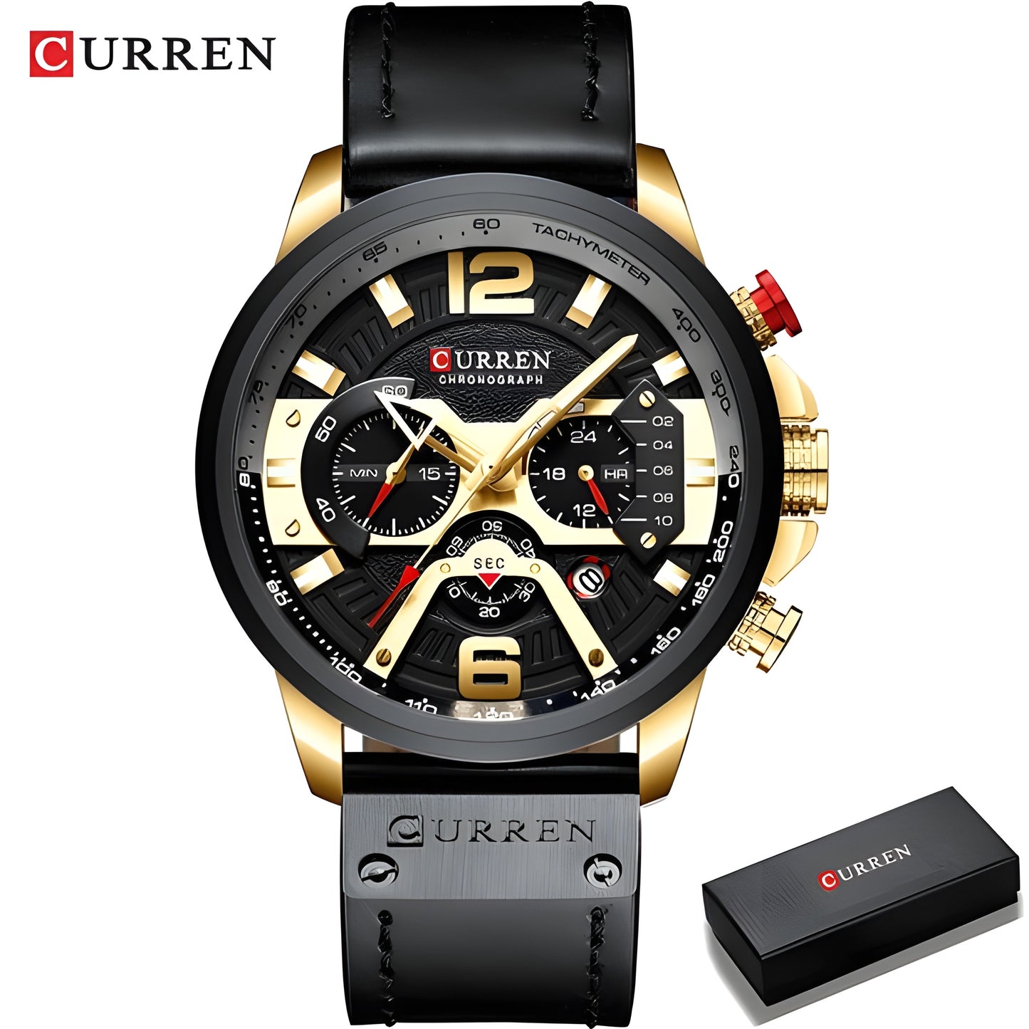 Military Leather Chronograph Wristwatch – Durable & Stylish, 30M Water-Resistant for Men