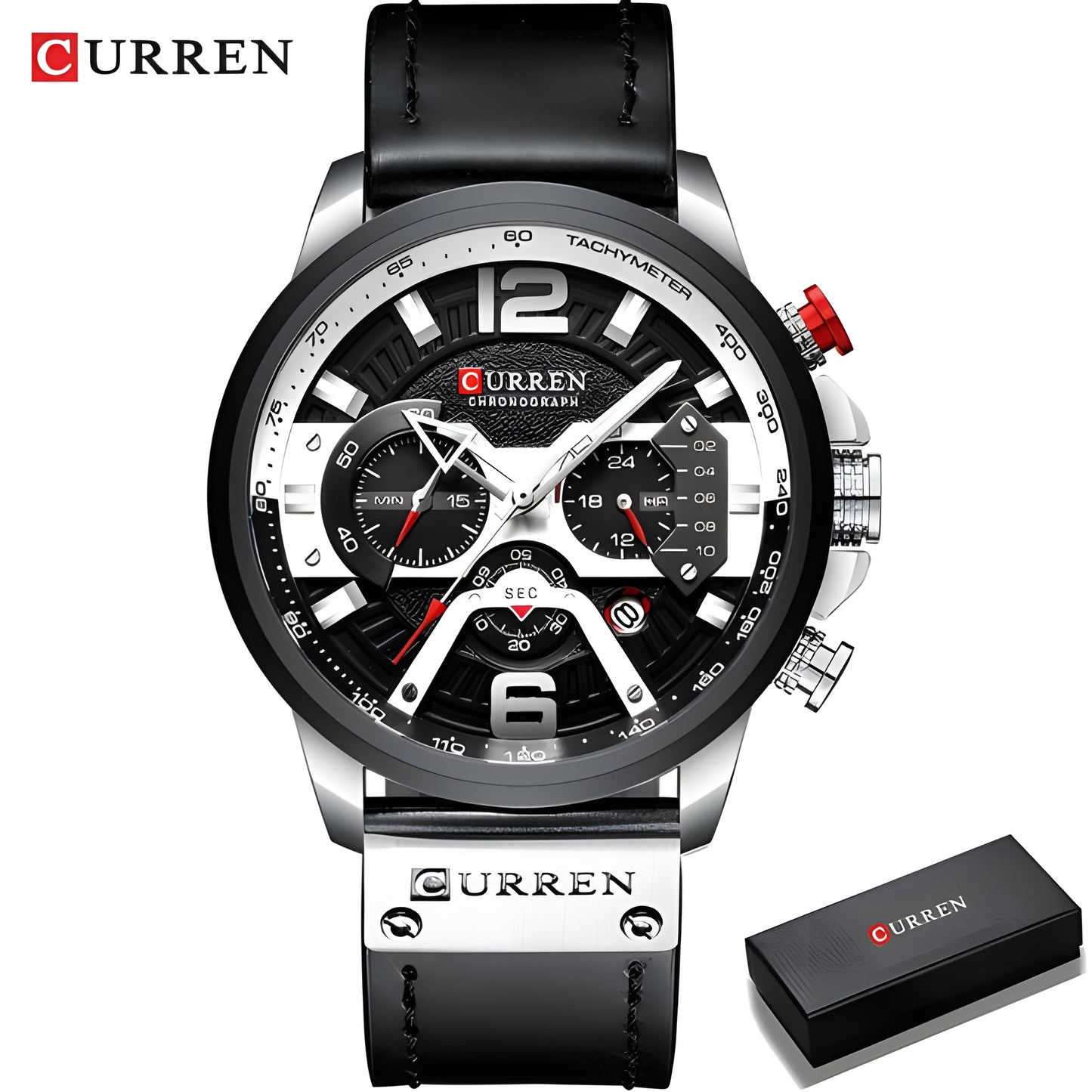 Military Leather Chronograph Wristwatch – Durable & Stylish, 30M Water-Resistant for Men