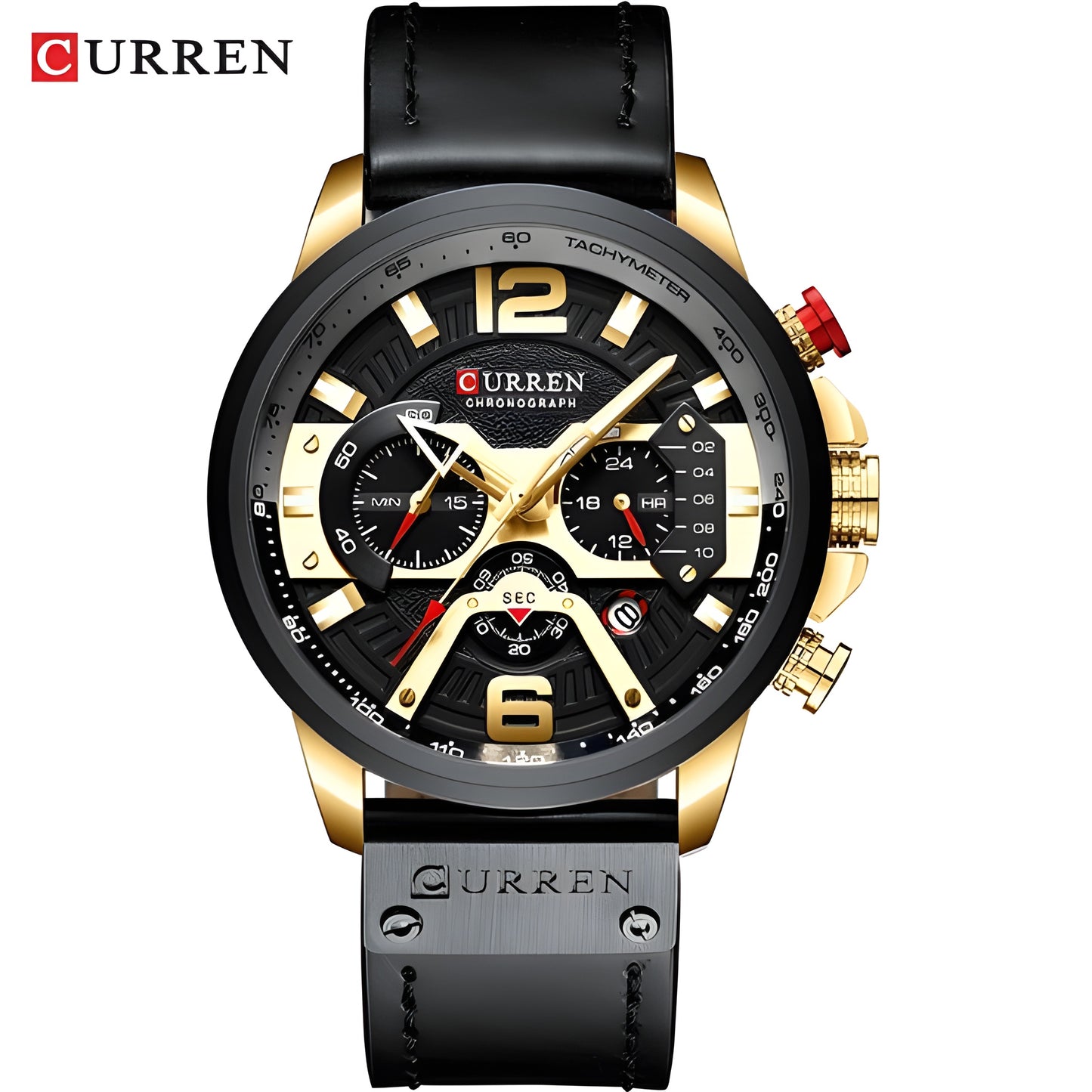 Military Leather Chronograph Wristwatch – Durable & Stylish, 30M Water-Resistant for Men