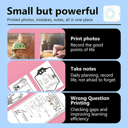 Mini Portable Thermal Sticker Printer – Wireless Bluetooth, Inkless, 33 Pages/Min