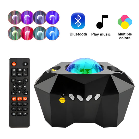 Northern Lights Star Projector with Bluetooth Music Sync – Aurora Nebula Moon Lamp, Color Changing & Remote Control
