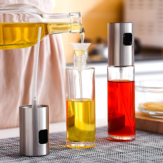 Glass Oil Spray Bottle – Refillable Kitchen Condiment Dispenser for Cooking & BBQ