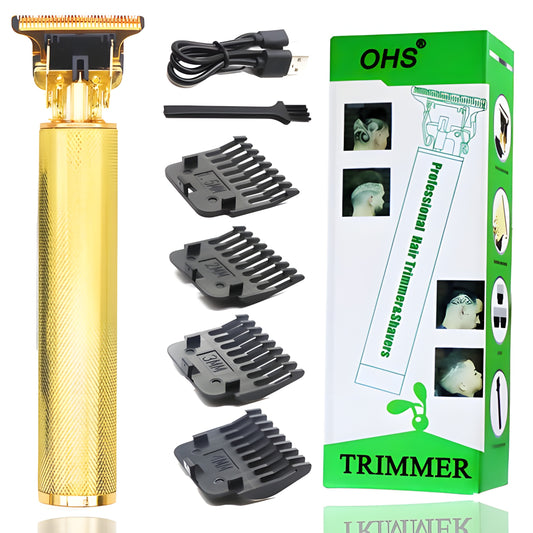 USB Vintage Electric Hair Trimmer – Rechargeable, Portable, and Versatile with 4 Clipper Heads